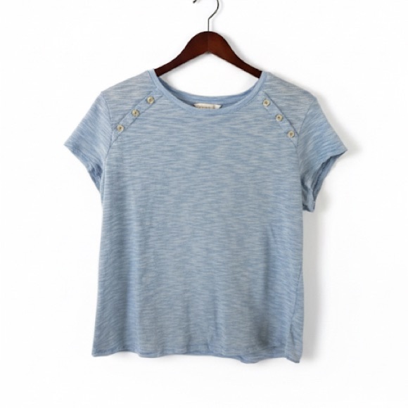 Liz Claiborne Tops - Liz Claiborne Light Blue and White Striped Short Sleeve Top